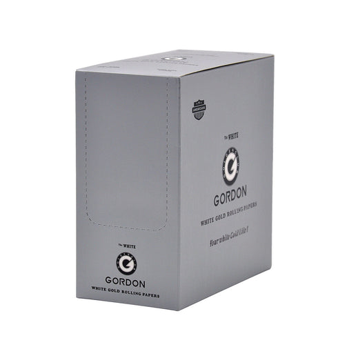 GORDON 24K White Gold Rolling Papers, King Size Organic Rolling Paper, 2 PCS / Pack 12 Packs / Box